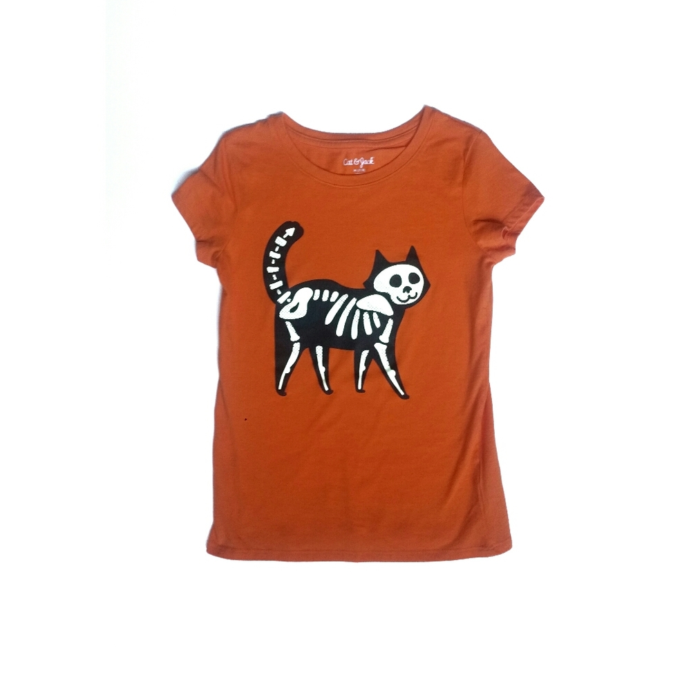 Glow-in-the-Dark! Halloween Skeleton Cat Tee